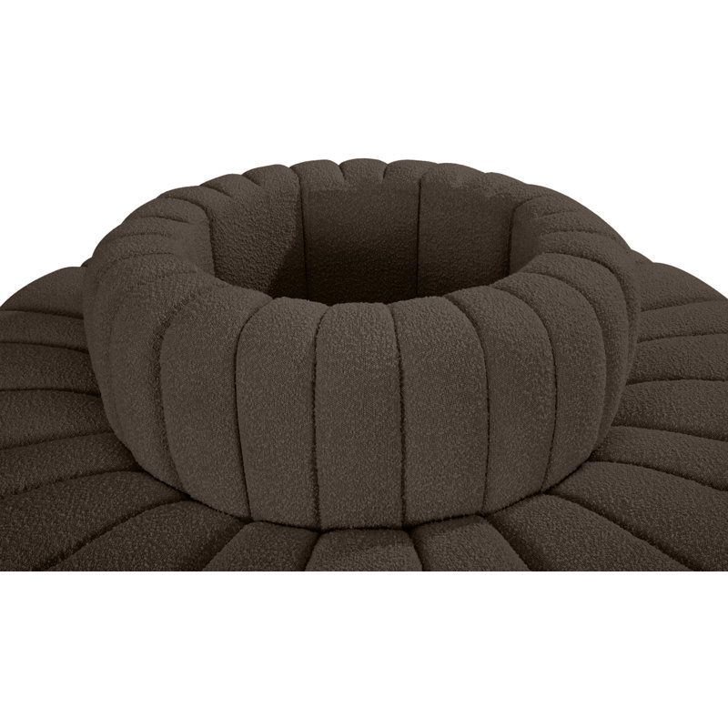Hite Upholstered Curved Sectional Reversible, Brown Boucle Fabric