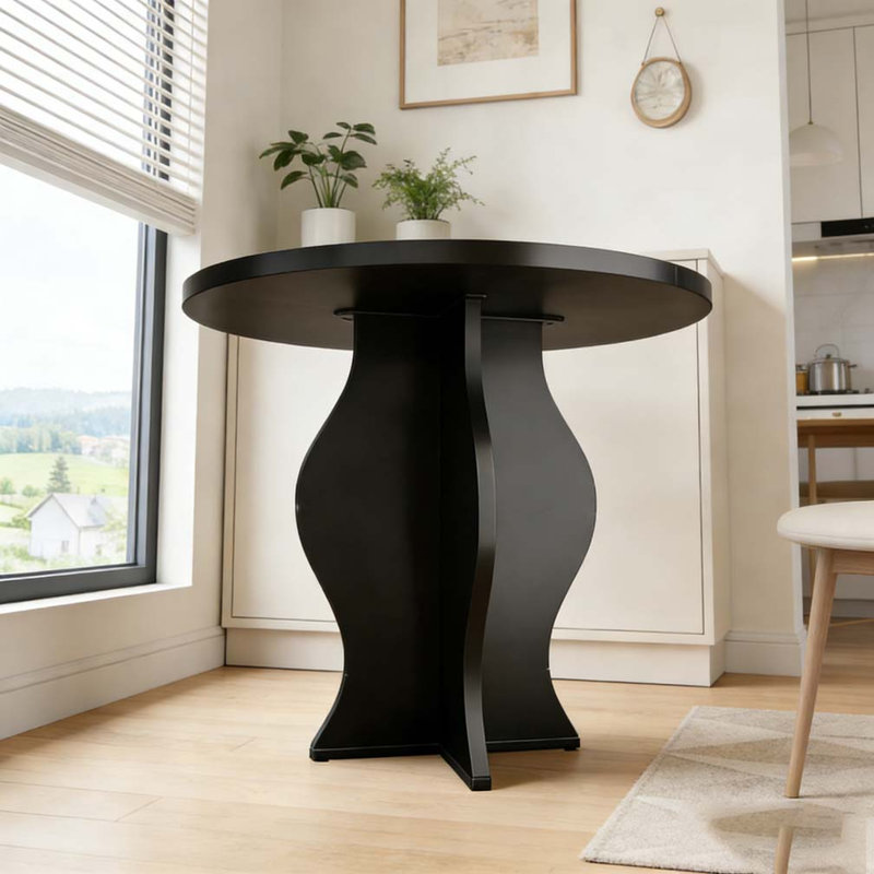 31.5 Inch Small Round Dining Table, Black