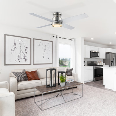 52" Ceiling Fan with Pull Chain and Light Kit Included, Equipped with a Stable and Silent Motor