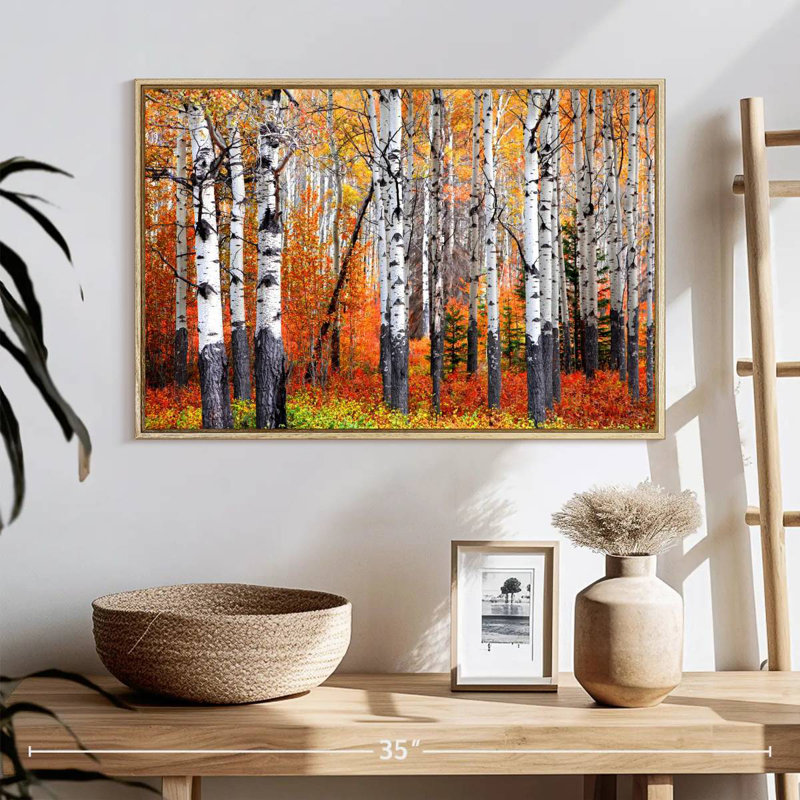 Forêt de trembles de Banff, 25 po x 17 po, Cadre flottant en bois naturel