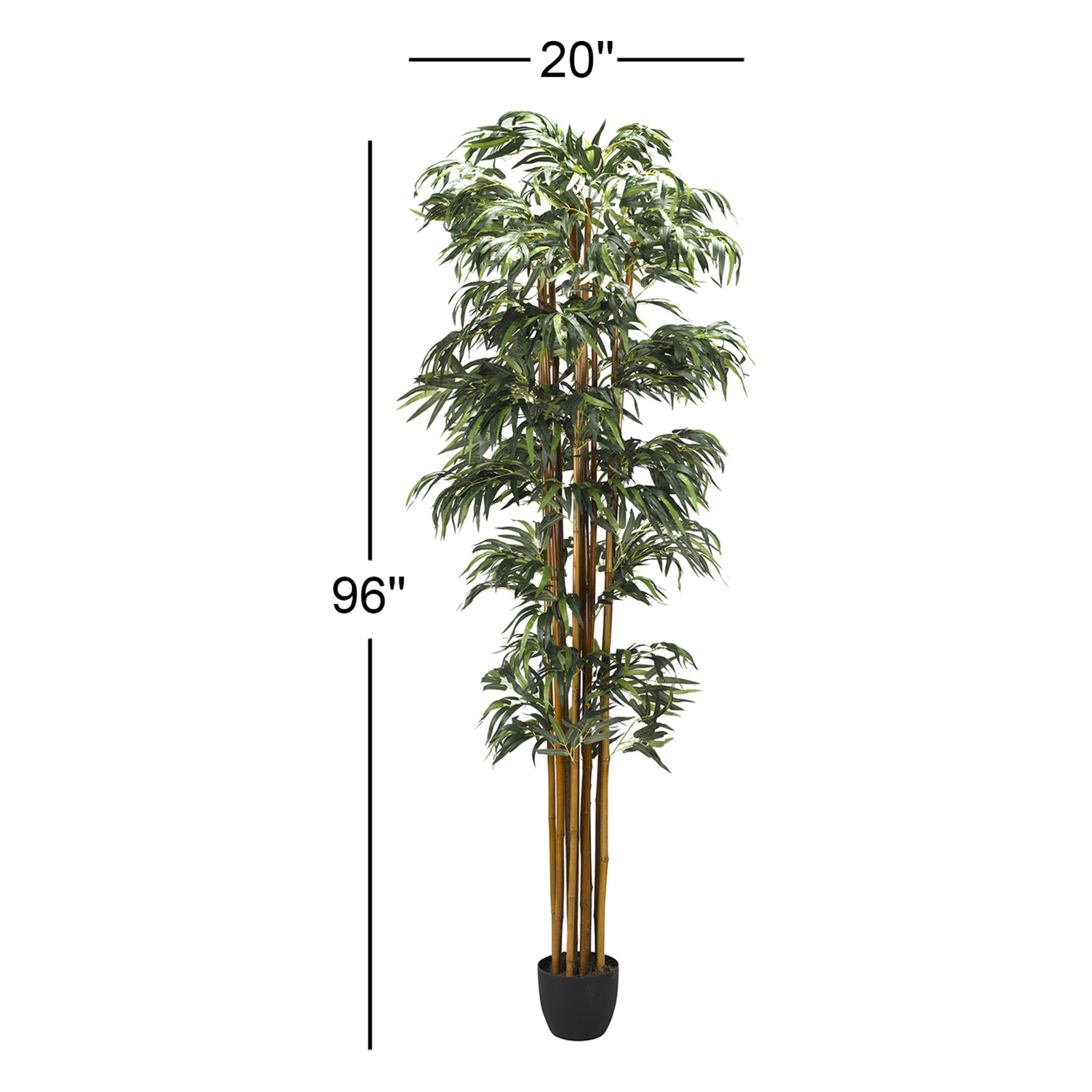 Faux Bamboo Tree in Ceramic Planter, 96" H x 20" W x 20" D