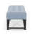 Contemporary Button- Bench In Blue Hue, 16.5" H X 46.96" W 17.5" D With Modern Seat And Geometric Legs, Height Width Depth
