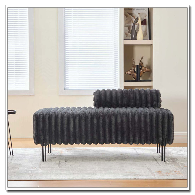Banc rembourré de 49,6 po de largeur avec dossier réglable, Gris anthracite