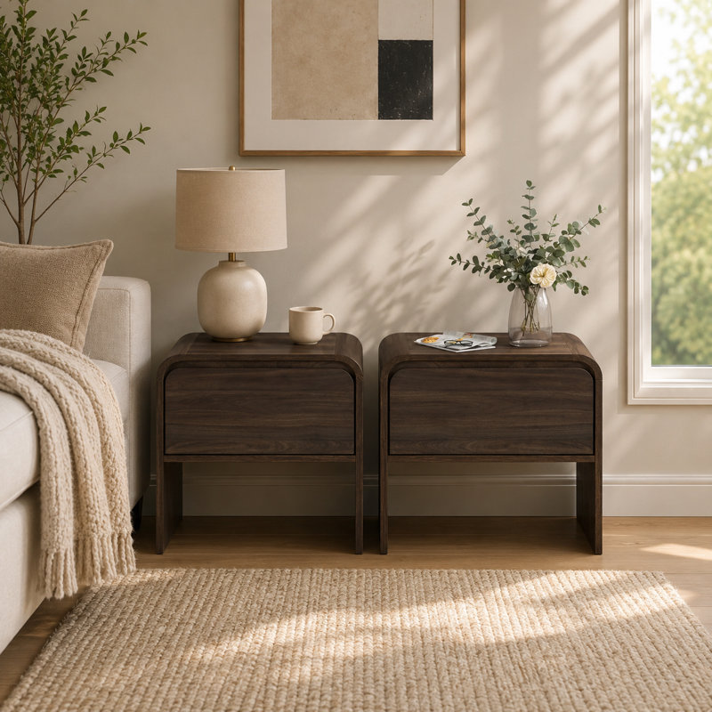 Donovan 1-Drawer Manufactured Wood End Table, Brown, 21.6" H x 24" W x 15.7" D
