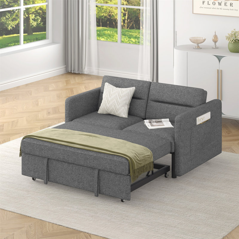 Causeuse moderne inclinable et respirante avec lit coulissant, dossier réglable, canapé 2 places avec 2 poches, compacte pour les petits espaces et les appartements, assemblage facile