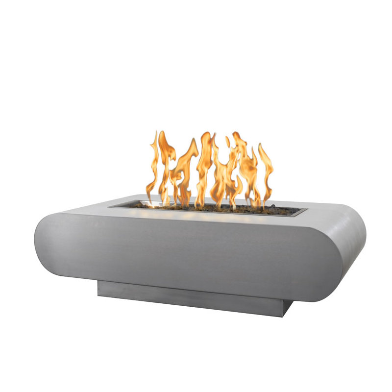 La Jolla Steel Propane/Natural Gas Fire Pit, 15" H x 48" W x 28" D, Natural Gas, Stainless Steel