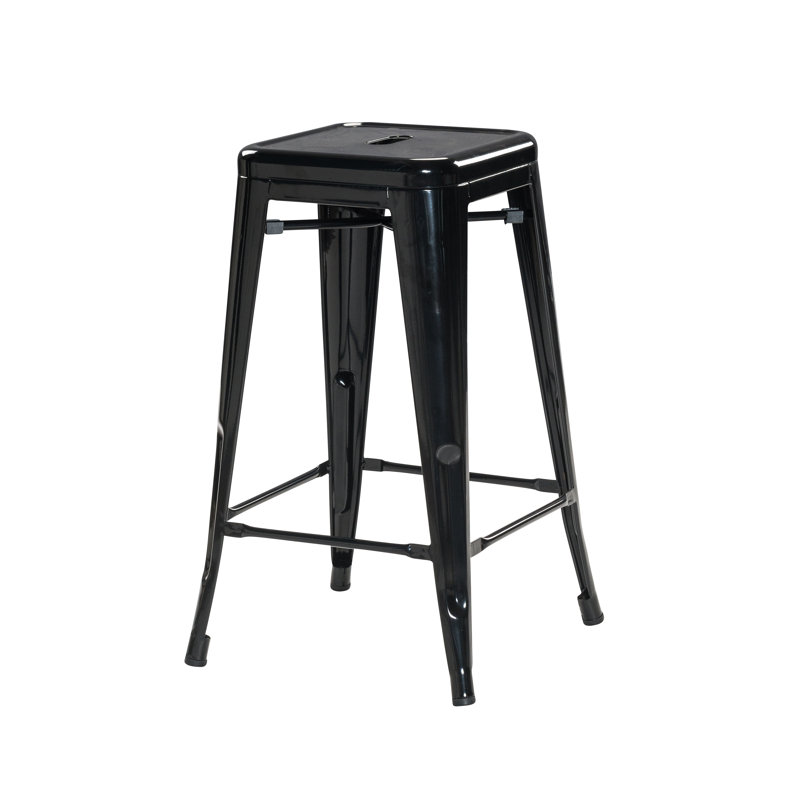 Stainless Steel Counter Stool with Stainless Steel Frame, Black