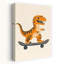 Big Skate Dino Playful Contemporary Animal Wall Art Print 1 Piece Wrapped Canvas Wall Art-1658780188
