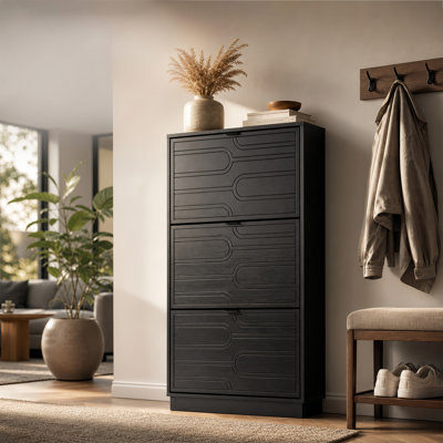 Armoire de rangement à chaussures 3 tiroirs, organisateur de chaussures autoportant et inclinable