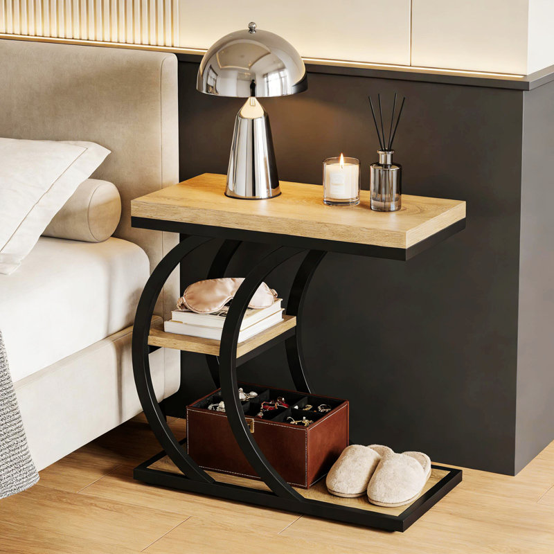Table de bout de style contemporain, table d'appoint à 3 niveaux, table de canapé