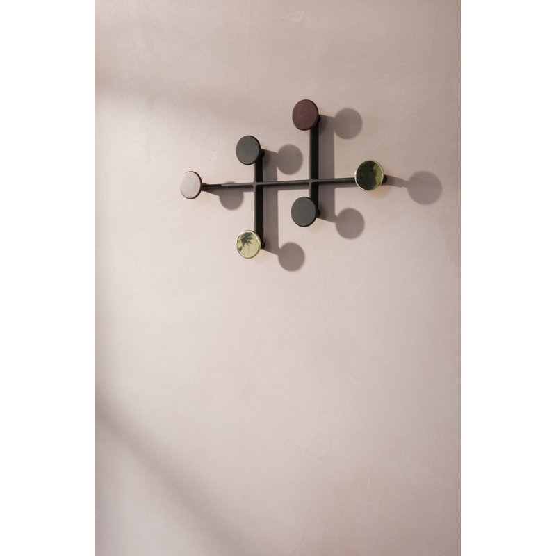 Afteroom Studio 6 - Hook Wall Mounted Coat Rack, Black/Brass