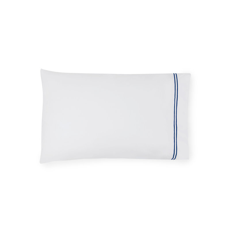 Grande Hotel Percale Pillow Case, King, White/Navy