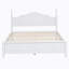 Cadre de lit plateforme en bois massif, taille standard, avec tête de lit, style cottage rétro, sommier à lattes en bois, aucun sommier tapissier nécessaire (blanc)