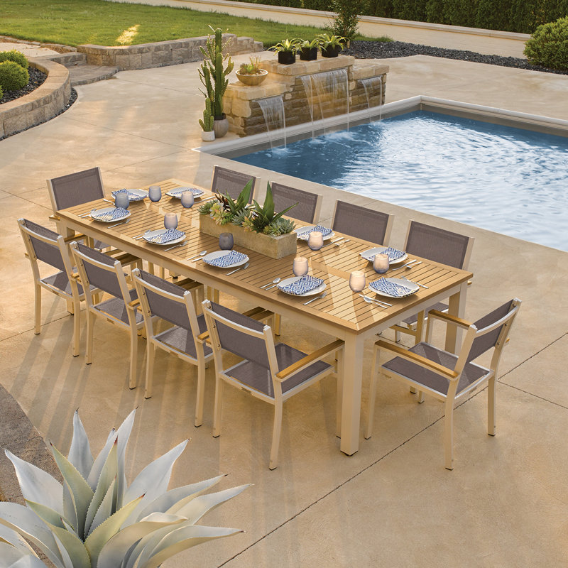 Travira 103" Long Tekwood Outdoor Dining Table, Teakwood Natural