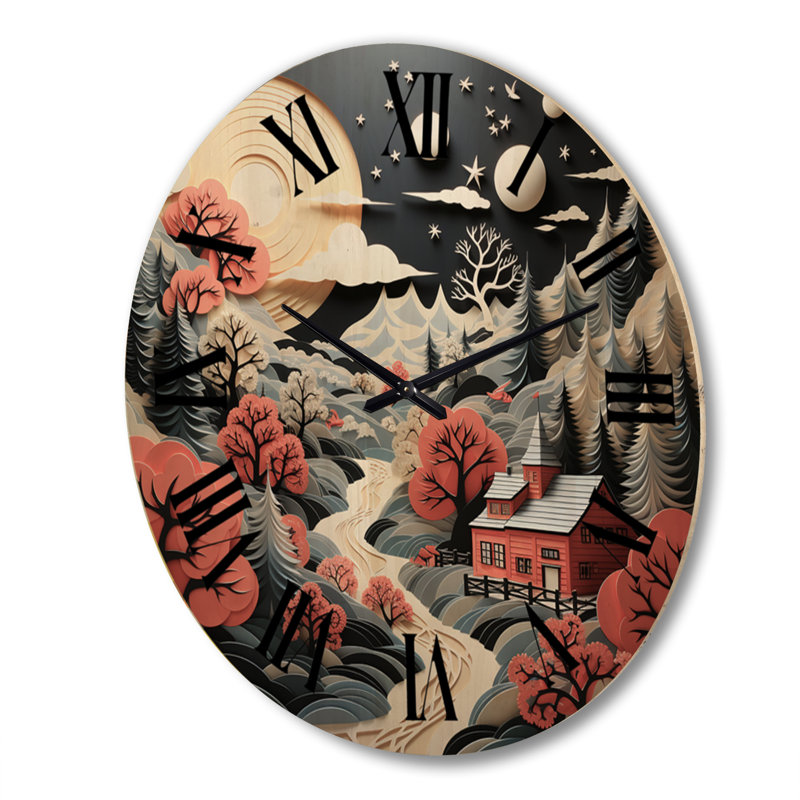 Horloge murale en bois massif Orenda, Très grand