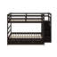 Lit superposé double avec lit gigogne et escalier, cadre de lit superposé en bois avec tiroirs de rangement-1983440536