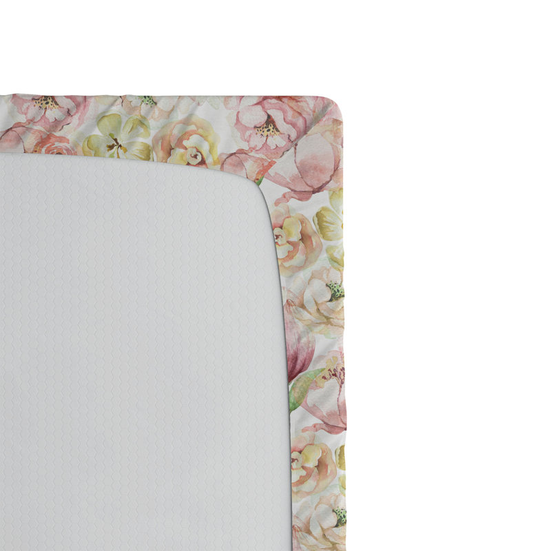Drap-housse Ambesonne, Drap-housse simple TG, Rose ivoire, vert pâle / floral