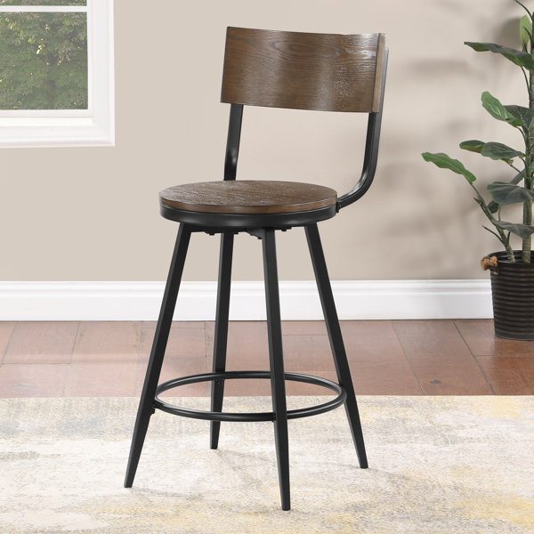 17 Stories Swivel Solid Wood 26'' Counter Stool 