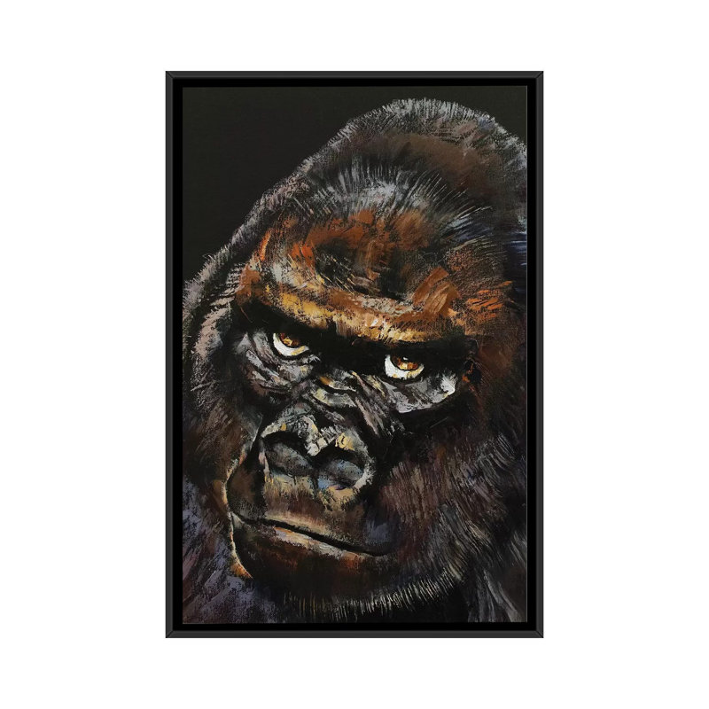 « gorilla » par michael cris, impression sur toile, H 26 po x l 18 po x P 1,5 po, Toile avec cadre noir, Pas de tapis
