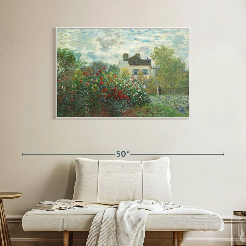 Le jardin de Monet à Argenteuil, 1873, 40 po x 27 po, Cadre flottant blanc