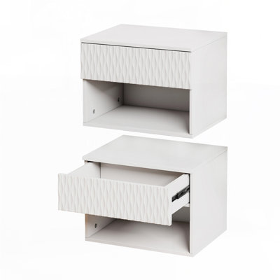 Set of 2 Wall-Mounted Nightstands with Open Shelf