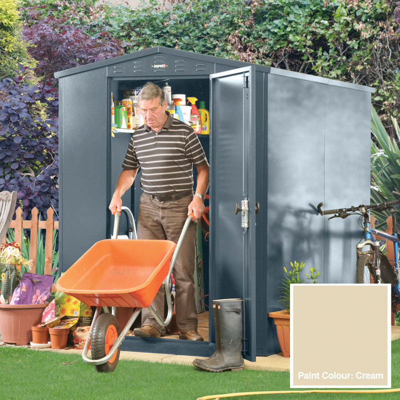 Flexistore 5 ft. W x 7 ft. D Apex Metal Shed, Ivory