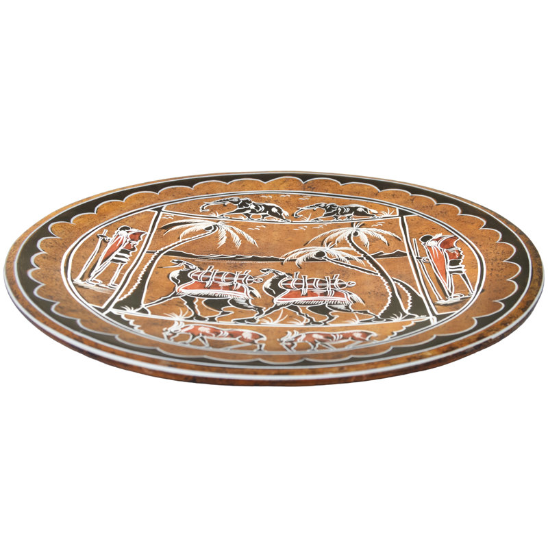 Assiette décorative en stéatite à motifs tribaux d'Afrique de l'Ouest, fabriquée à la main