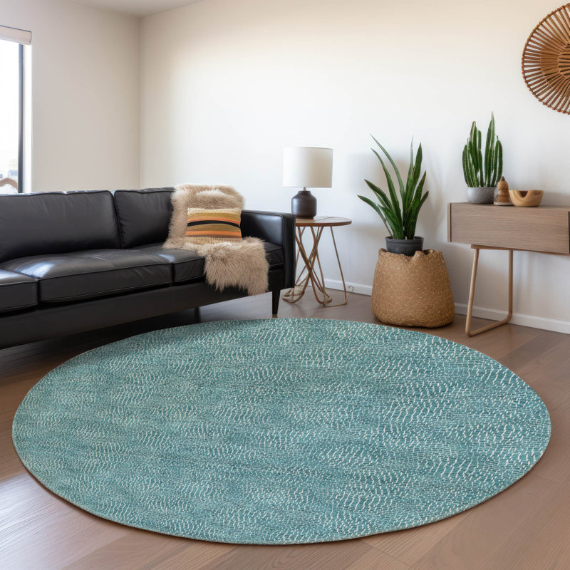 Premium Machine Washable Cossette AMF1057 Geometric Rug, Round 8'