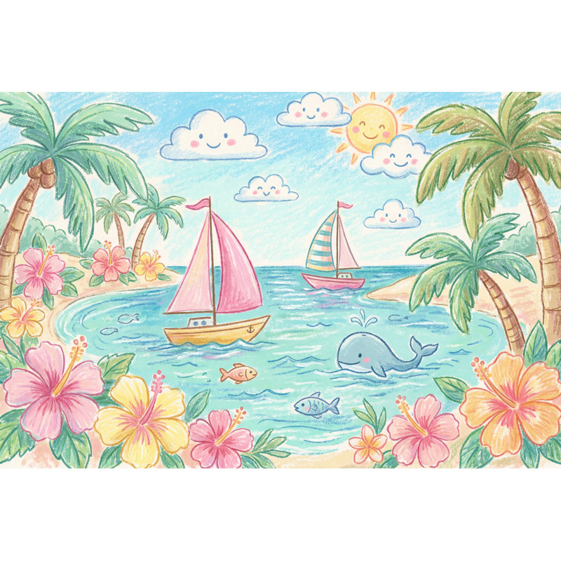 Décoration murale amovible Tropical Beach Seaside Ocean, 160 po x 108 po, Peler et coller
