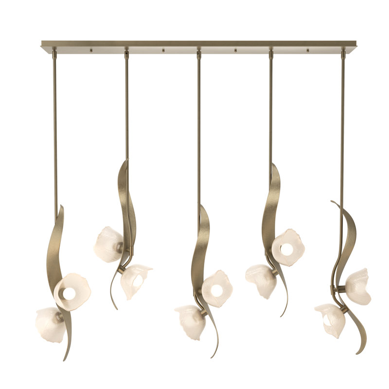 Luminaire suspendu linéaire à 10 lumières pour îlot de cuisine Mika, Or doux