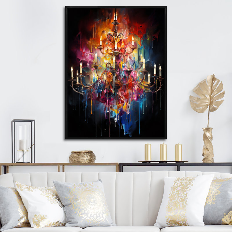Jahzi Chandelier Harmony In Chaos I, reproduction d'art sur toile, H 20 po x l 12 po x P 1 po, Cadre flottant noir