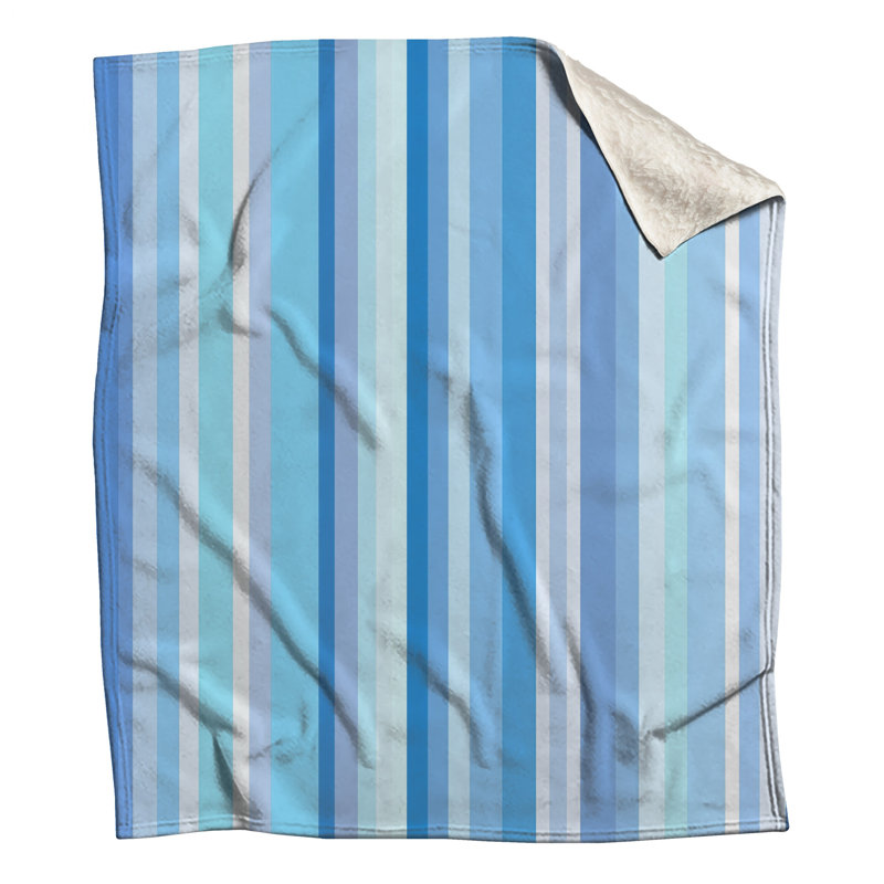 Blue Stripes Fleece Throw Blanket - Pattern Throws for Sofas or Beds, 50in W x 60in H