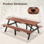 Ensemble de salle à manger de patio rustique en bois, table de 75 pouces, utilisation polyvalente à l'extérieur