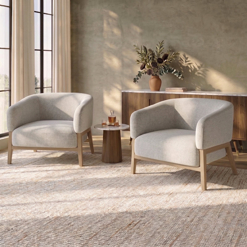 Fauteuil d'appoint pivotant rembourré Meraki, Blé