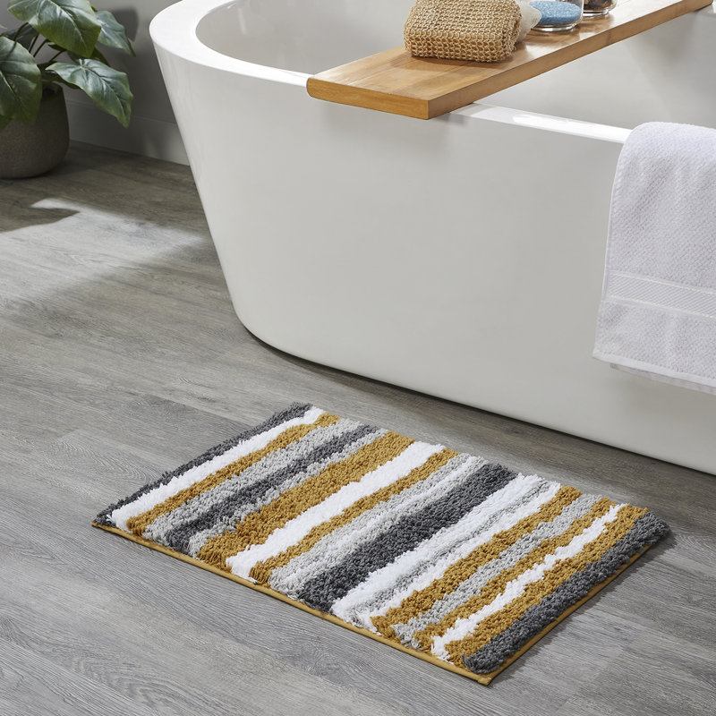 Tapis pour salle de bain 100% polyester griffé Griffie, Rectangle 20 po x 32 po, Jaune