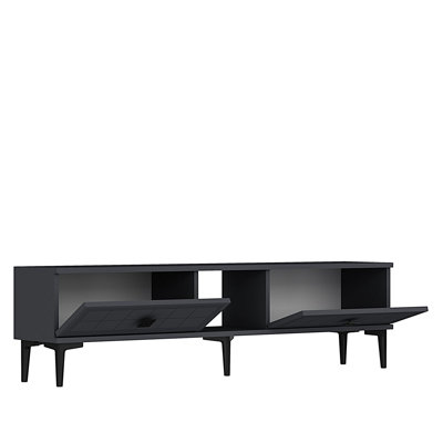 Meuble télé moderne, couleur anthracite, 59,1 x 16,1 x 12,0 pouces | 100% panneau de particules enduit de mélamine, épaisseur: 0,7 pouce | Conception géométrique murale pour un salon élégant et des espaces de divertissement