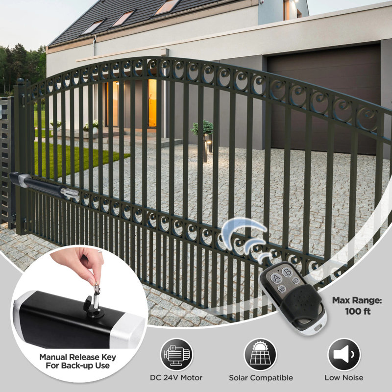 Aleko Dual Swing Gate Opener with Solar Kit and Battery Backup