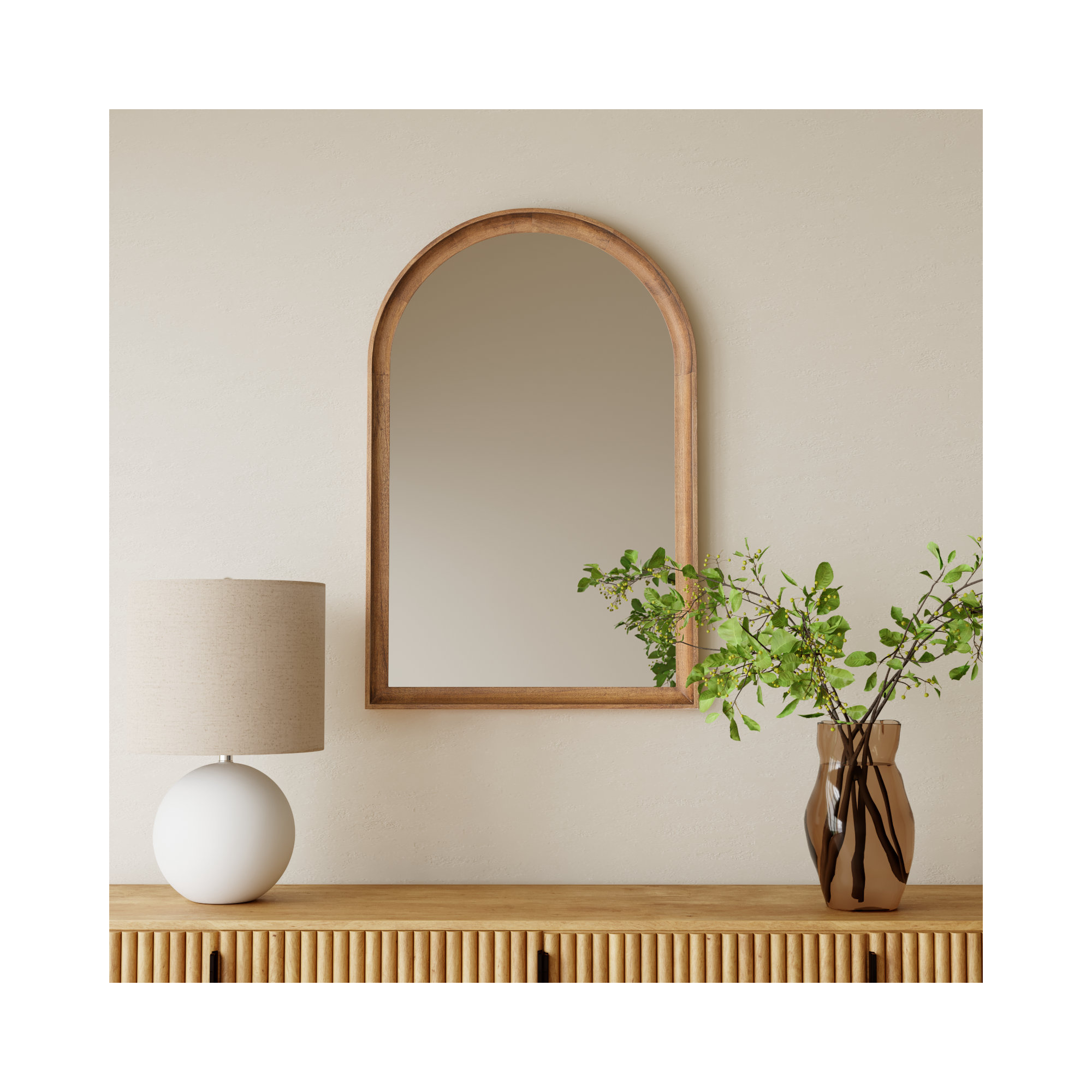 Branwell Wood Flat Mirror, Rustic Brown, 36" x 24"