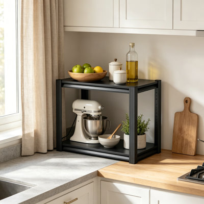 2 Tier Kitchen Counter Shelf, Metal Storage Rack, Spice Organizer, Pantry Shelf, Coffee Bar Organizer, Heavy Duty Kitchen Rack, 14"W×12"D×22"H