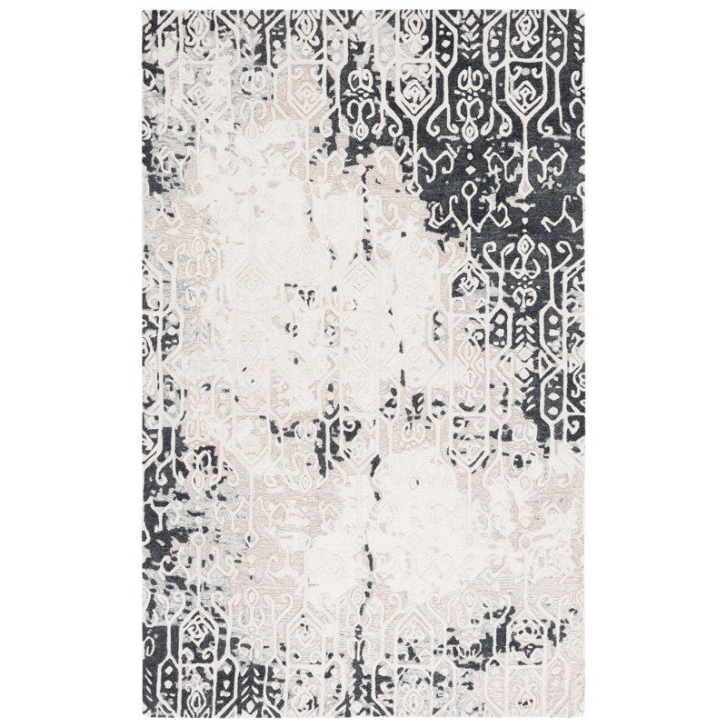 Gray and Beige Geometric 8' x 10' Synthetic Area Rug
