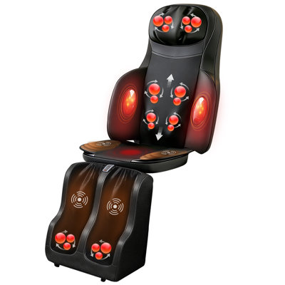 Shiatsu Neck Back Massager With Heat & Vibration, 3-in-1 Full Body Massage Seat Cushion With Detachable Foot Calf Massager For Home Office Pain Relief