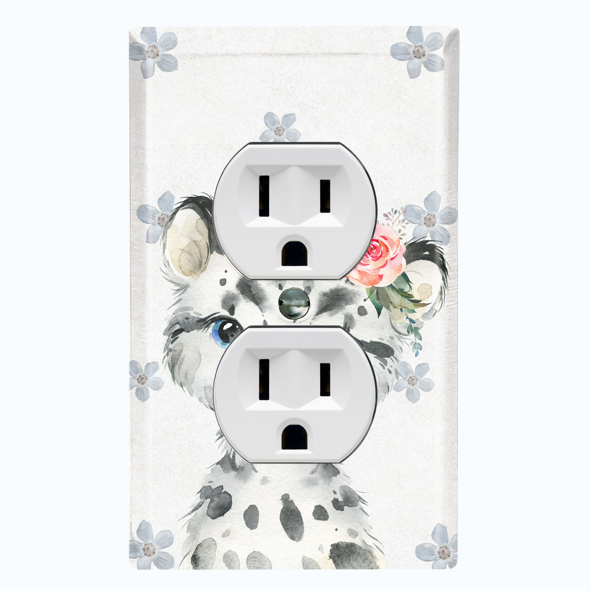 WorldAcc Cute Nursery Animal Snow Leopard Flower 1-Gang Toggle Light ...