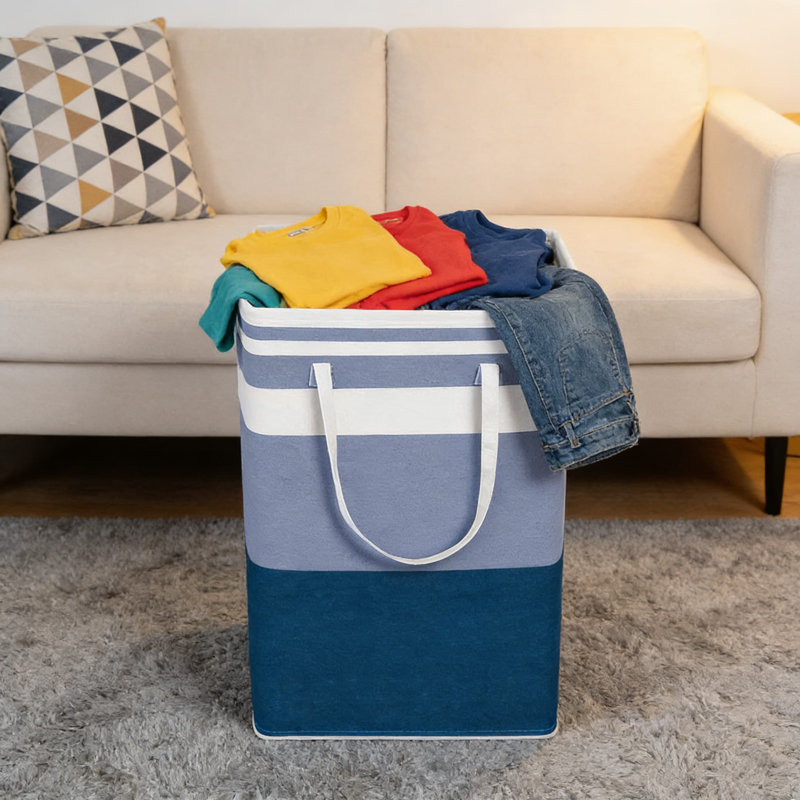 Panier à linge pliable en tissu de grande capacité avec longues poignées, bac de rangement polyvalent pour la maison, le bureau, le dortoir, 100L