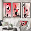 «In The Know Circular Geometrics Black and Pink», 3 pièces sur toile-86930732-86930727