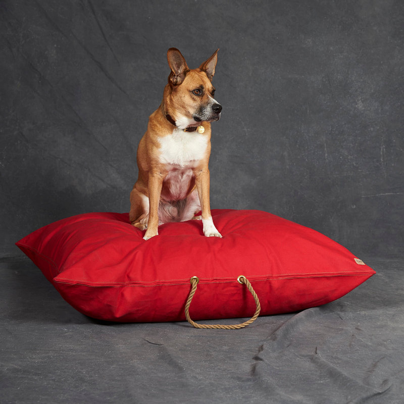  Lit pour chien, velours rouge lavable - grand, Rouge, L 40 po x l 40 po