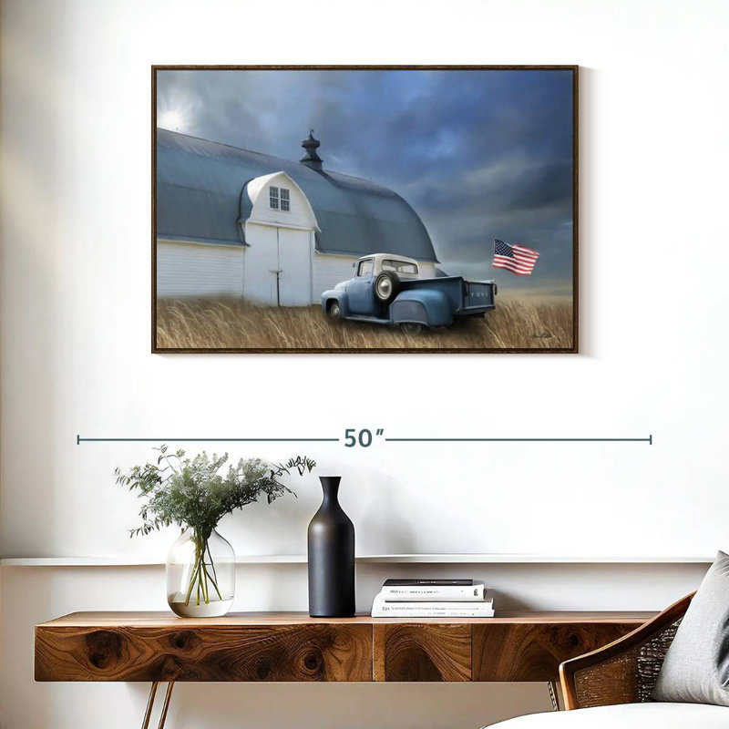 «Let Freedom Reign», 37 po x 25 po, Cadre flottant en noyer