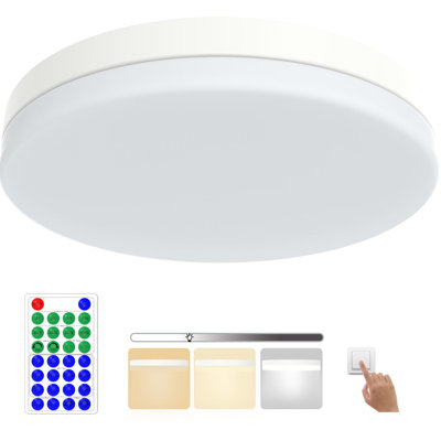 13 Inch Round LED Flush Mount Ceiling Light Fixture with Night Light and Timer, Remote, 30W 3000lm, CCT, IP4X, 100LM/W 120V, Dimmable LED Ceiling Lights for Bedroom Dining Room Kitchen Hallway White
