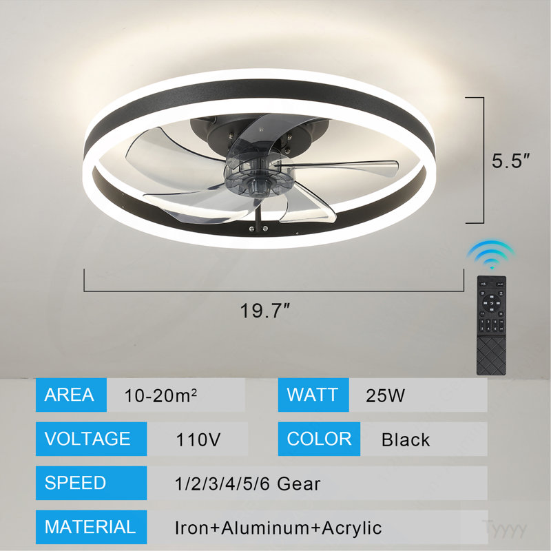 Ceiling Fan with Lights Dimmable LED