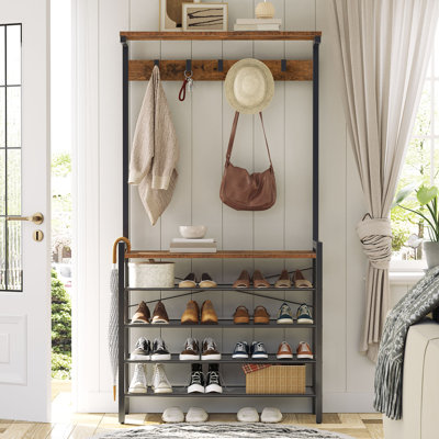 72.8" Hall Tree with Coat Rack and Shoe Storage by 17 Stories