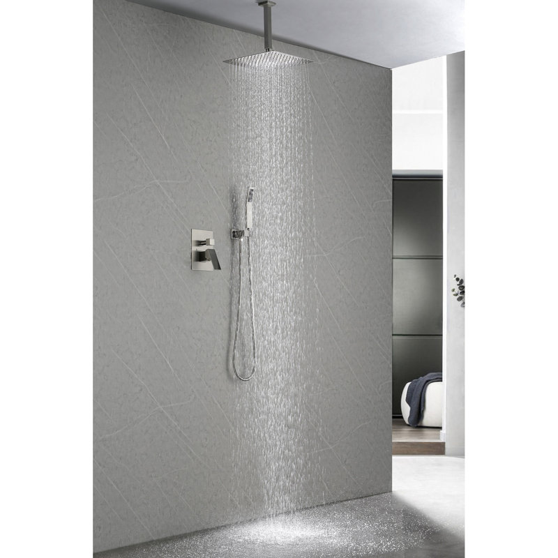 Brushed Nickel Shower Head For High Rainfall - Stainless Steel, Water Saving, Self-cleaning, Compatible With Any Standard Arm Installation Installations